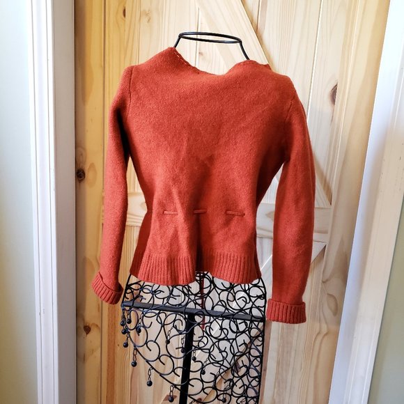 Gorgeous Willi Smith Merino Wool Cardigan Rust Orange EUC Size M - Picture 6 of 6